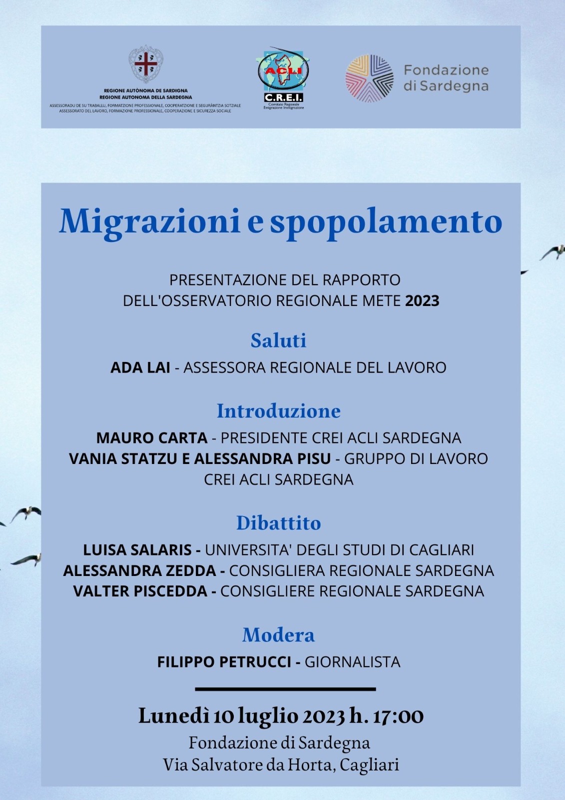 PRESENTAZIONE DEI DATI DELL’OSSERVATORIO REGIONALE DELLE MIGRAZIONI. RAPPORTO METE 2023